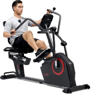 Sunny Health & Fitness Electromagnetic Recumbent Cross Trainer Exercise Elliptical Bike